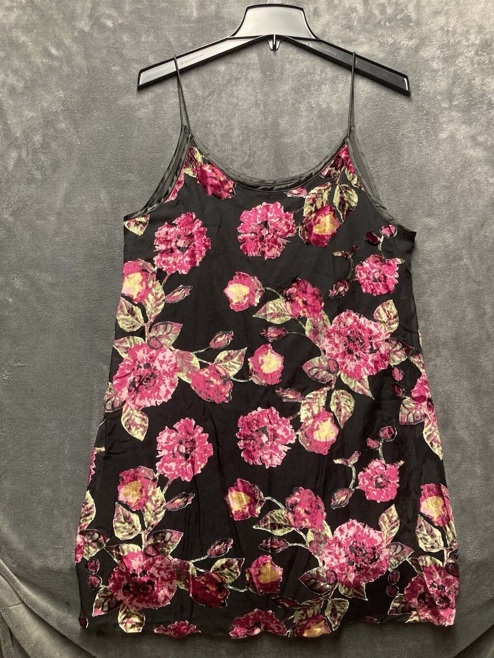 NWT Francesca’s Mi ami Velvet Floral Satin Slip Dress L Dark Romantic Whimsigoth